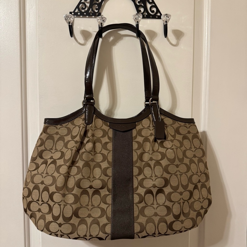 Coach Signature stripe tote